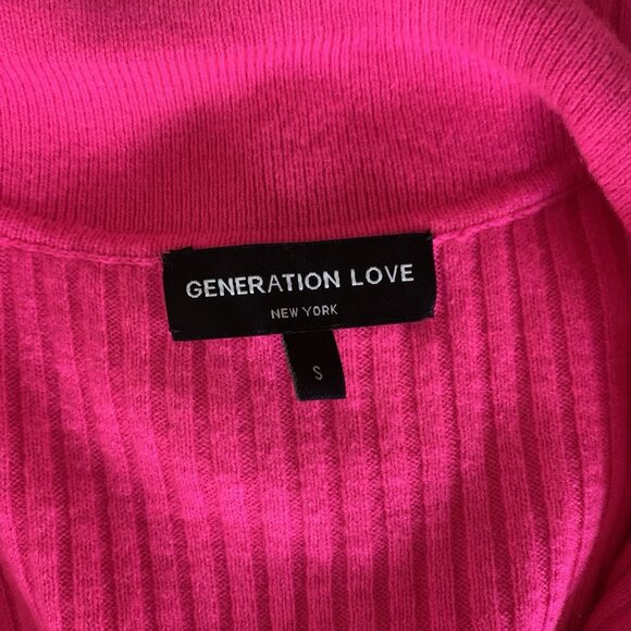 Generation Love Hot Pink Ribbed Knit Wool Blend Henley Sweater Small - Picture 4 of 5